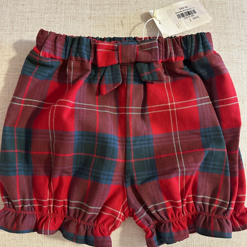 Girls Plaid Christmas Bloomers Natalie Knickers Size 5T with Bow